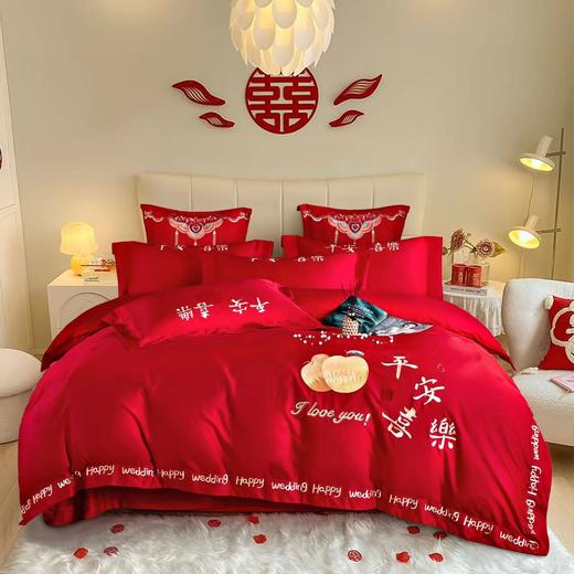 高端长绒棉欢喜四件套全棉婚房陪嫁新婚床上用品G117680024 商品图3