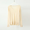 TG-03S199秋冬真丝羊毛V领女长袖打底衫 百搭纯色弹力桑蚕丝t恤女上衣 商品缩略图5