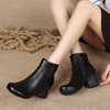 ZH-189粗跟复古棉靴子秋冬妈妈鞋加绒民族风中跟单靴 商品缩略图3