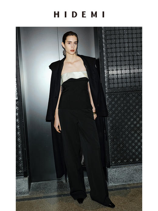 HIDEMI 节日系列可拆卸腰包设计感阔腿西裤 黑色/灰色 商品图10