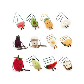 Jellycat Amuseable系列 云朵 西瓜 水煮蛋 牛油果 柠檬 面包 咖啡随行杯 斜挎包