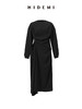 HIDEMI 节日系列褶皱不对称设计感黑色显瘦连衣裙 商品缩略图8
