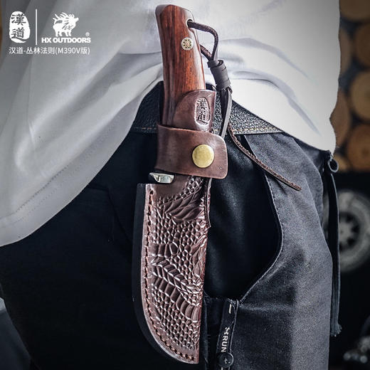 汉道【丛林法则M390版】进口M390粉末钢高硬度户外战术直刀沙漠铁木黄檀木手柄生存刀 商品图8