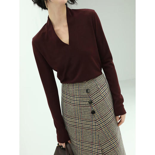 【有赞】HS95COCOBELLA千鸟格不规则半身裙高腰通勤毛呢西装裙 商品图1