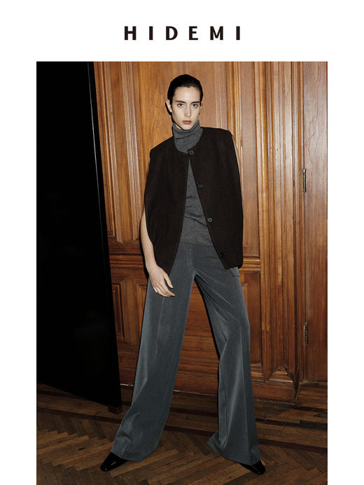 HIDEMI 节日系列极简微茧型粗花呢廓形马夹外套 商品图6