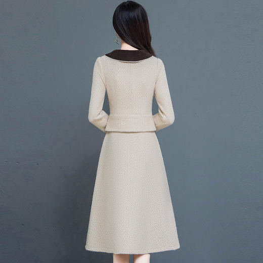 YQM 262116-Y厚款针织毛绒连衣裙时尚假两件中长连衣裙 商品图2