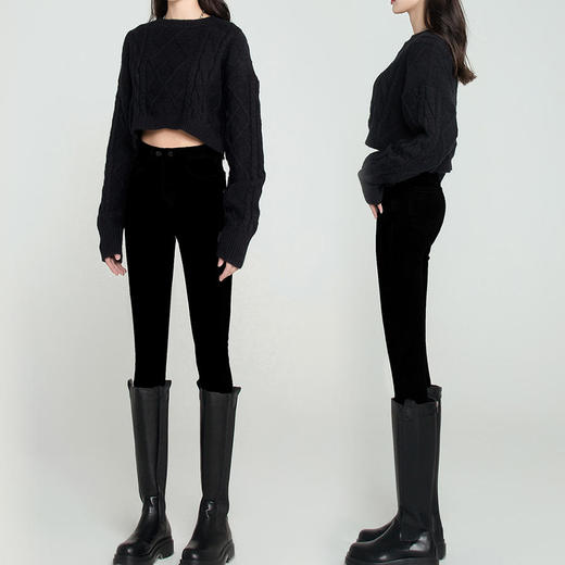加绒小黑裤羊羔绒魔术裤铅笔裤女 商品图3
