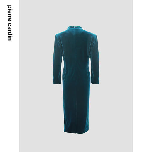 皮尔卡丹女装时尚轻奢复古丝绒通勤立领修身连衣裙P2300E2817G0
 商品图1