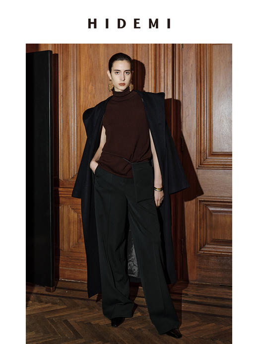 HIDEMI 节日系列可拆卸腰包设计感阔腿西裤 黑色/灰色 商品图11