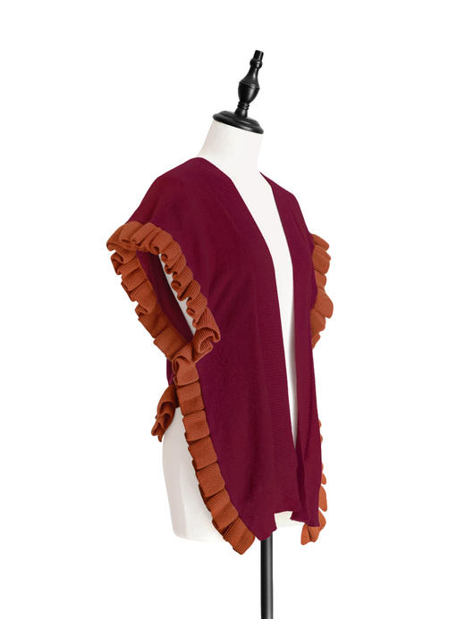 TYNVIE 多用途羊绒混纺背心/披肩 - 梅洛红 商品图3