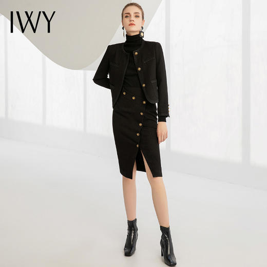IWY/黑色气质小香风外套修身显瘦短外套女西装224004C1+S1 商品图2