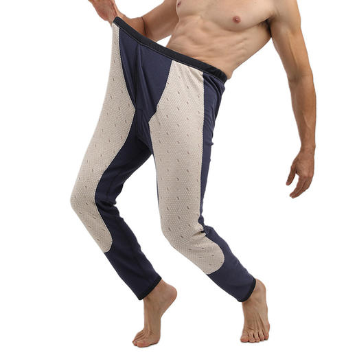 【DF】大码男装发热羊毛家居温变加厚双层贴片蚕丝打底保暖面毛裤加肥加大裤子棉裤 商品图1