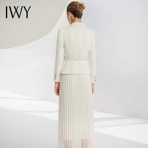 IWY/洋气时尚职业套装女气质白色英伦风长袖西服套装女商务正装百褶裙224001C1+S4 商品图4