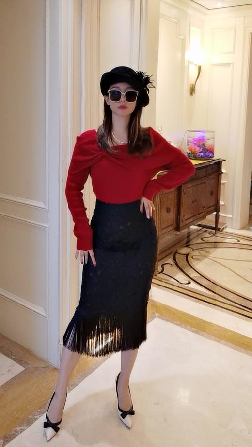 逸红颜 #明月优选 胡笙 重工蕾丝流苏半裙 时髦优雅Lady 商品图6