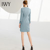 IWY/新款通勤职业连衣裙蓝色长袖双排扣英伦风白领修身正装一步裙223214Q1 商品缩略图4