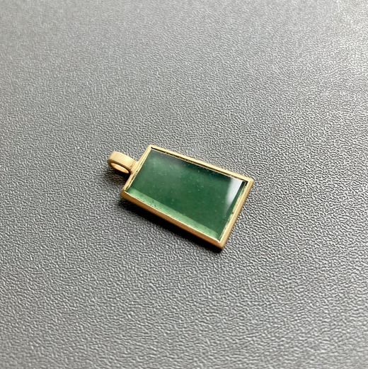 高冰种晴水绿翡翠平安无事牌18k黄金镶嵌 商品图2