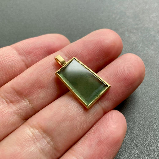 高冰种晴水绿翡翠平安无事牌18k黄金镶嵌 商品图5