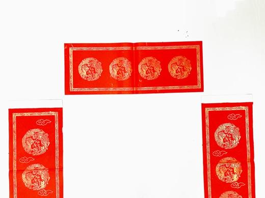 加厚万年红对联全年红纸七言烫金龙凤瓦当带框空白手写春联纸1对 商品图2