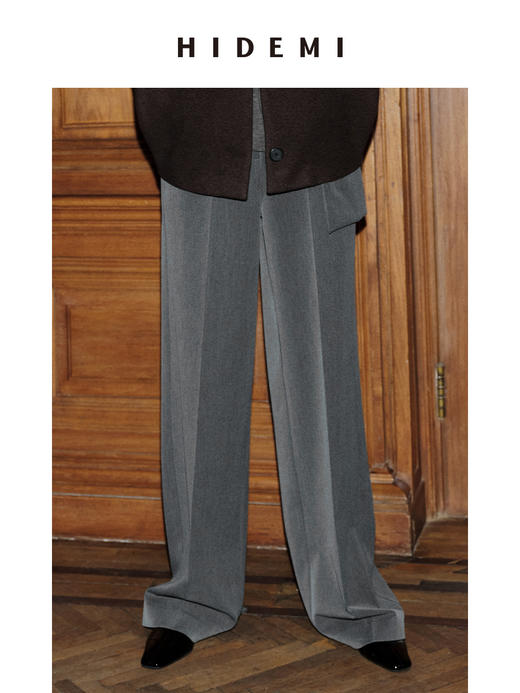 HIDEMI 节日系列可拆卸腰包设计感阔腿西裤 黑色/灰色 商品图4