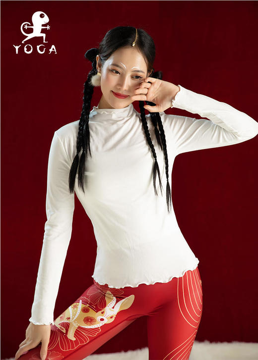 壁虎瑜伽【2212SY216】木耳边半高领长袖【5天发货】（无胸垫） 商品图8