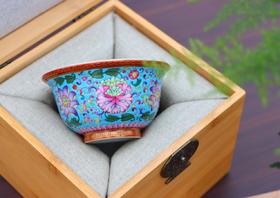 珐琅彩【内青花七碗茶诗压手杯】