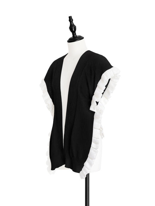 TYNVIE 多用途羊绒混纺背心/披肩 - 黑白 商品图1