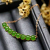 18K玫瑰金和田玉（碧玉）项链--一笑倾城/玉珠直径4mm/链长40+2cm/菠菜绿 商品缩略图4