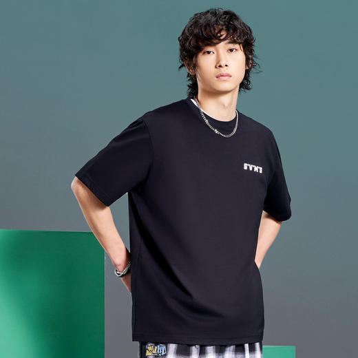 柒牌旗下潮牌SVNMDN男士T恤短袖纯棉字母印花休闲圆领半袖打底衫	S22T71880 商品图0