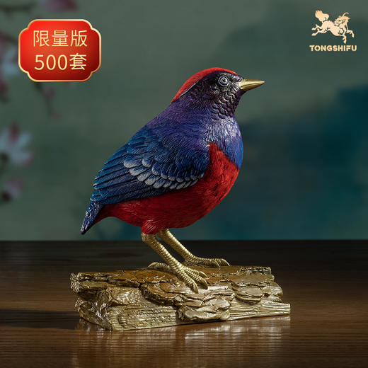 铜师傅 铜摆件《铜师傅百鸟集》之榴红八色鸫 铜工艺品 家居饰品摆件 商品图1