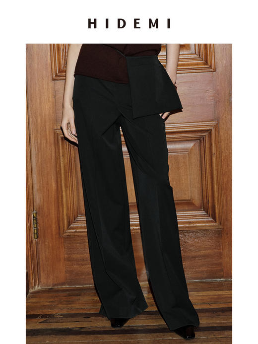 HIDEMI 节日系列可拆卸腰包设计感阔腿西裤 黑色/灰色 商品图1