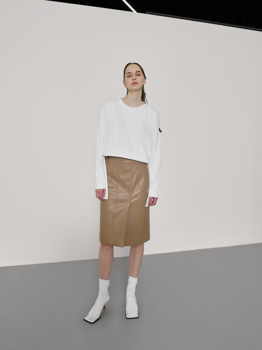 前开叉H形皮质半身裙 商品图0