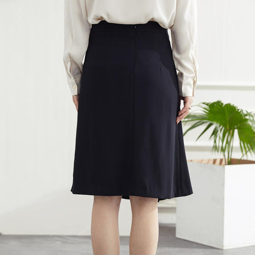 罗蒙春夏半身裙假开叉气质百搭大众日常A字半裙女 商品图3