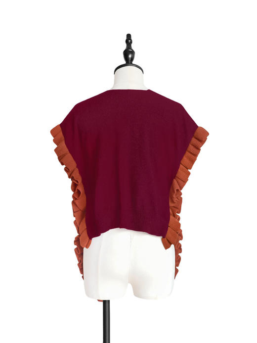 TYNVIE 多用途羊绒混纺背心/披肩 - 梅洛红 商品图4