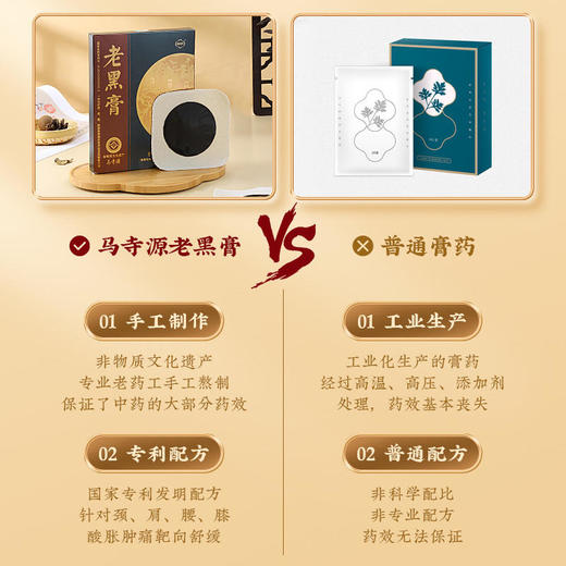 【买4送3】马寺源老黑膏贴百年宫廷传承非遗配方膏贴养护关节4贴/盒 商品图3