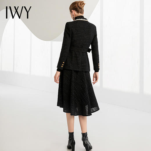 IWY/秋冬法式时尚黑色厚款西装套装女气质小香风名媛修身长袖西服套裙224002C1+S2 商品图4