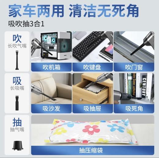 车载无线吸尘器多功能强力吹吸汽车家用小型抽气手持式大功率吸力 商品图1