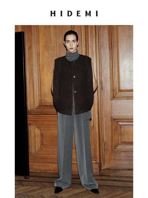 HIDEMI 节日系列极简微茧型粗花呢廓形马夹外套 商品图0