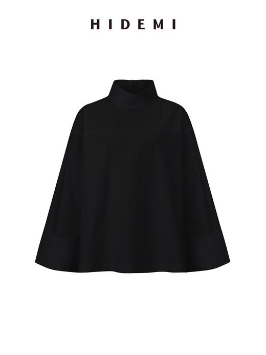 HIDEMI 节日系列极简立领廓形衬衫 黑色/白色 商品图11