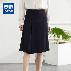 罗蒙春夏半身裙假开叉气质百搭大众日常A字半裙女