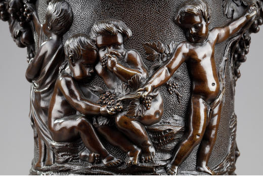 独角鹿西洋古董法国大理石路易十五风丰收小天使青铜浮雕高脚樽 商品图4