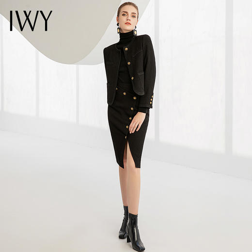 IWY/黑色气质小香风外套修身显瘦短外套女西装224004C1+S1 商品图3
