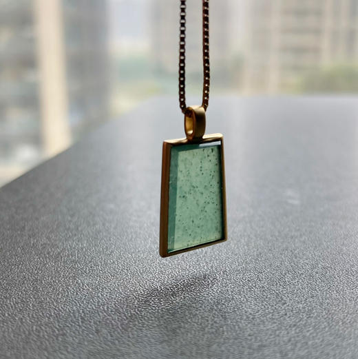 高冰种晴水绿翡翠平安无事牌18k黄金镶嵌 商品图8