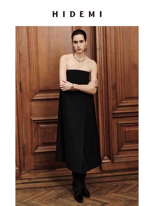 HIDEMI 节日系列多穿式不对称精纺羊毛西服抹胸连衣裙 商品图2