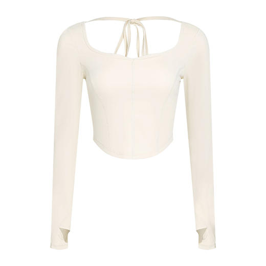 【裸感】温柔花领运动长袖【带胸垫】 商品图4