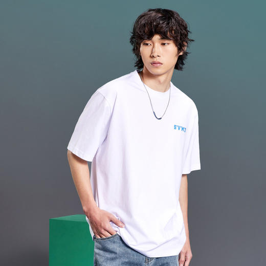 柒牌旗下潮牌SVNMDN男士T恤短袖纯棉字母印花休闲圆领半袖打底衫	S22T71880 商品图1