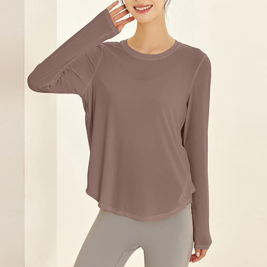 跃牌【美丽贤淑】系列松透气跑步训练健身显瘦长袖运动t恤TX38 商品图2