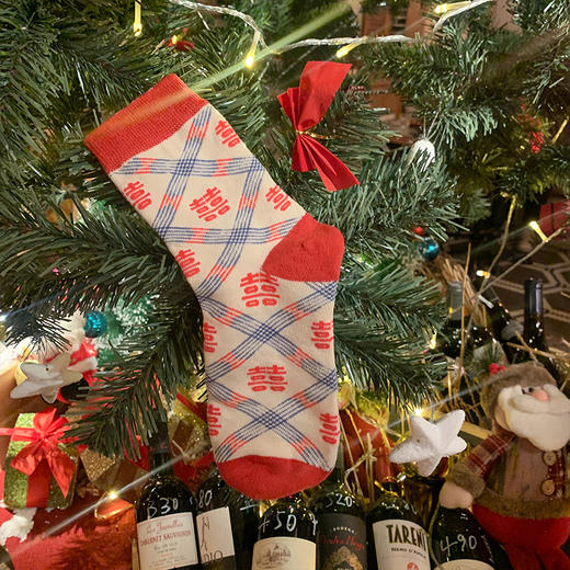 本命年红袜子女中筒袜ins潮外穿棋盘格情侣长筒袜 商品图1