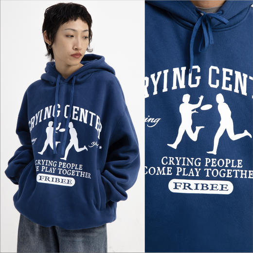 CryingCenter 加厚玩飞盘的人字母印花卫衣宽松舒适 哭喊中心 商品图3