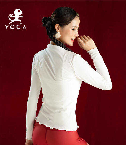 壁虎瑜伽【2212SY216】木耳边半高领长袖【5天发货】（无胸垫） 商品图4