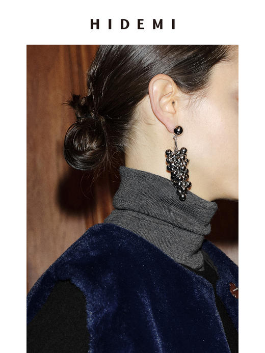 HIDEMI 节日系列设计感串珠葡萄耳环 金色/银色 商品图7